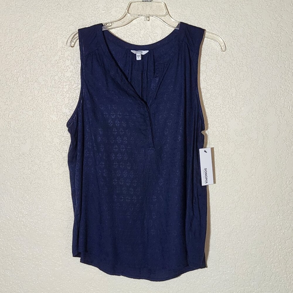 Sonoma Blue V-Neck Shirt L NWT